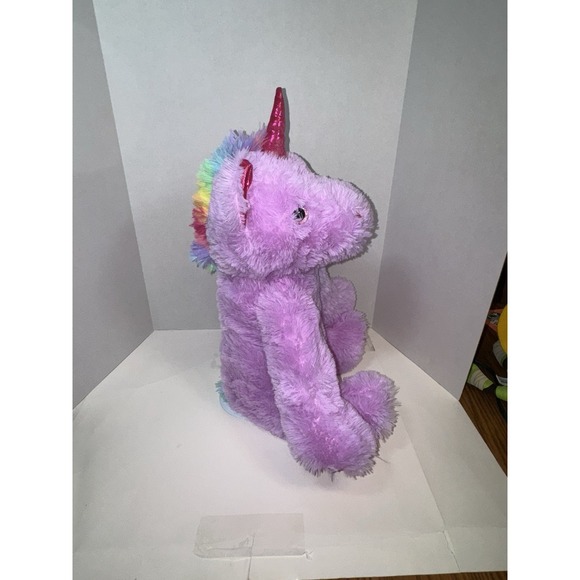 Hug Fun Purple Unicorn Stuffed w/ Rainbow Mane & Tail - Shiny Red Horn & Hooves - Picture 4 of 9
